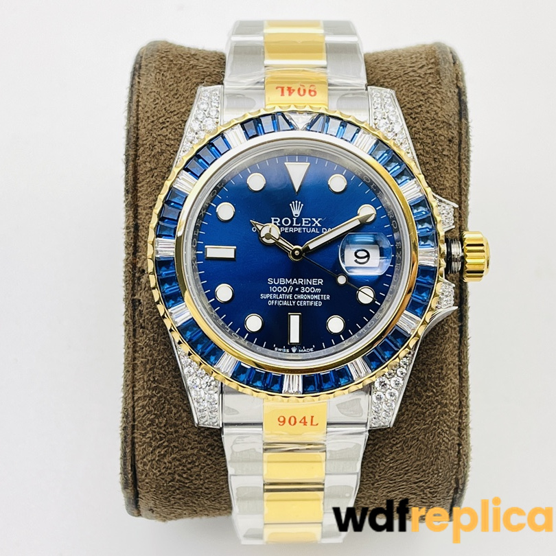 Swiss Rolex Submariner Replica Stainless steel strap 40MM Blue Dial Diamonds Case